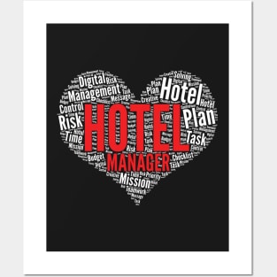 Hotel Manager Heart Shape Word Cloud Design print Posters and Art